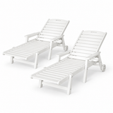 Gardeon 2PCS Sun Lounge Lounger Beach Chair HDPE Patio Outdoor Furniture with Wheels White