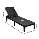 Gardeon Sun Lounge Adjustable Lounger Patio Outdoor Furniture Lightweight Black
