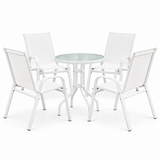 Gardeon 5PC Bistro Set Outdoor Table and Chairs Stackable Patio Furniture White