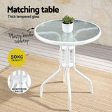 Gardeon 5PC Bistro Set Outdoor Table and Chairs Stackable Patio Furniture White