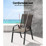 Gardeon 6PC Outdoor Dining Chairs Stackable Lounge Chair Patio Furniture Brown