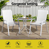 Gardeon 2PC Outdoor Dining Chairs Stackable Lounge Chair Patio Furniture White