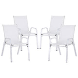 Gardeon 4PC Outdoor Dining Chairs Stackable Lounge Chair Patio Furniture White