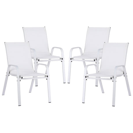 Gardeon 4PC Outdoor Dining Chairs Stackable Lounge Chair Patio Furniture White