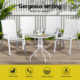 Gardeon 4PC Outdoor Dining Chairs Stackable Lounge Chair Patio Furniture White