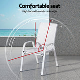 Gardeon 6PC Outdoor Dining Chairs Stackable Lounge Chair Patio Furniture White