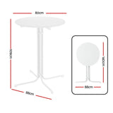Gardeon Outdoor Bar Table Round Folding Desk Top 109cm Patio Furniture White