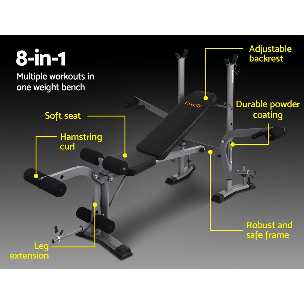 Everfit Weight Bench 8 in 1 Bench Press Adjustable Home Gym Station 200kg