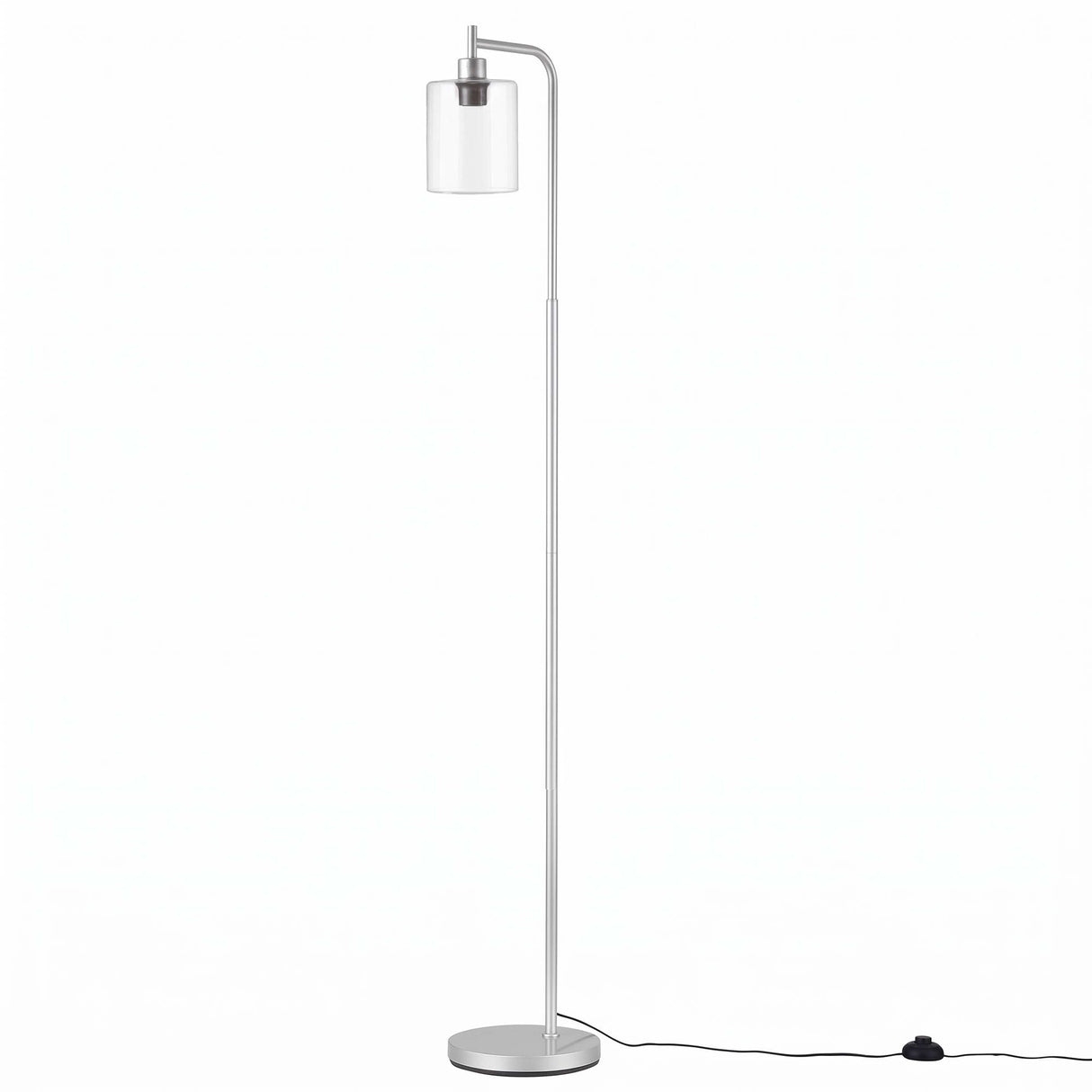 Artiss Floor Lamp Modern Industrial Standing Light with Clear Glass Shade, Silver Metal Tall Lamp for Living Room, Bedroom & Office, Anti-Tipping Weighted Base & Foot Switch (Bulb Not Included)