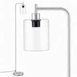 Artiss Floor Lamp Modern Industrial Standing Light with Clear Glass Shade, Silver Metal Tall Lamp for Living Room, Bedroom & Office, Anti-Tipping Weighted Base & Foot Switch (Bulb Not Included)