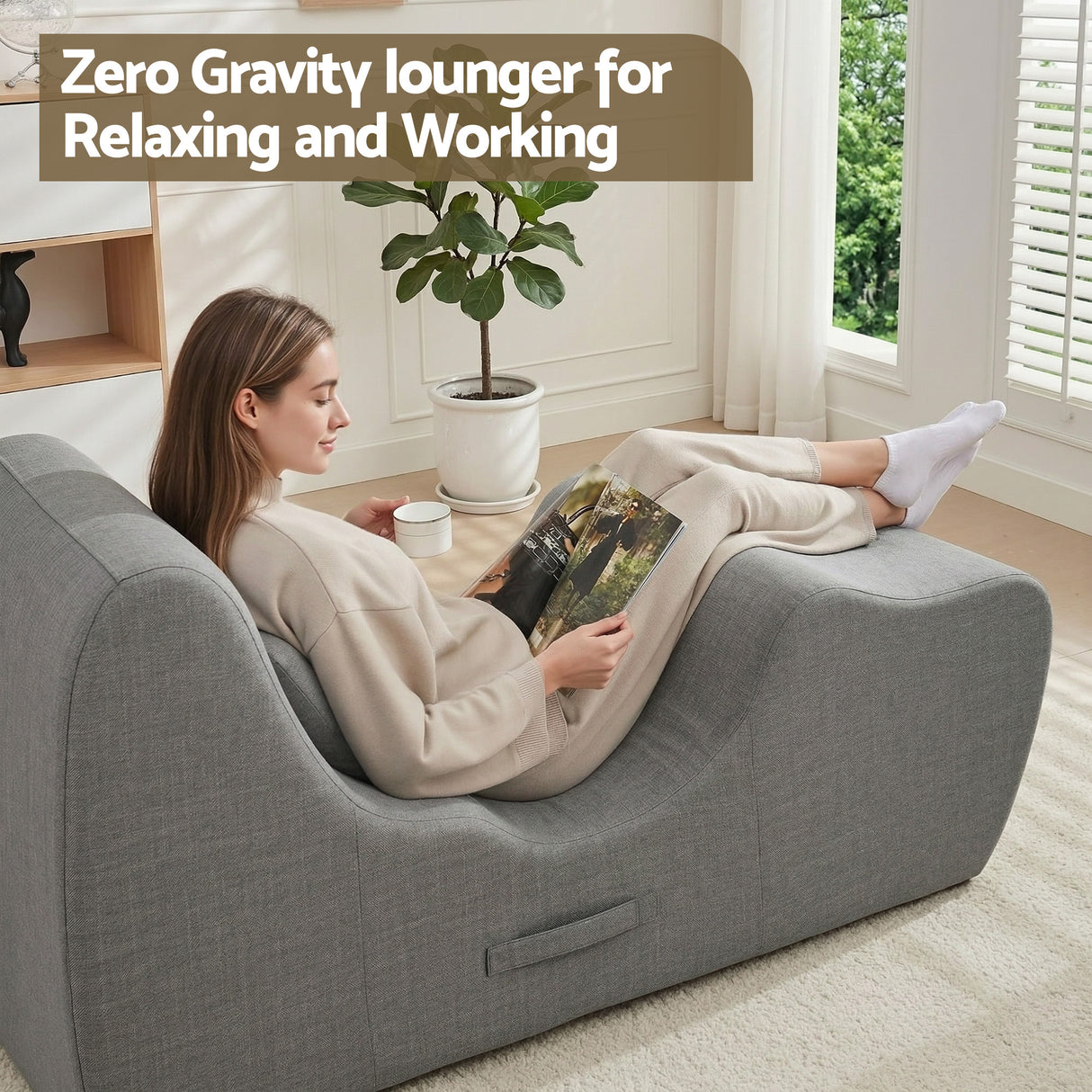 Artiss Chaise Lounge Chair Ergonomic S-Curve Floor Lounger Boneless Lounge Chairs Grey