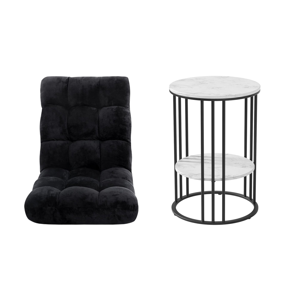 Artiss Sofa Bed Floor Lounge Recliner Foldable Chair & Side Table Bundle
