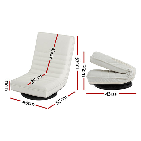 Artiss 2XFloor Chair Lounge Sofa Swivel Foldable Linen White