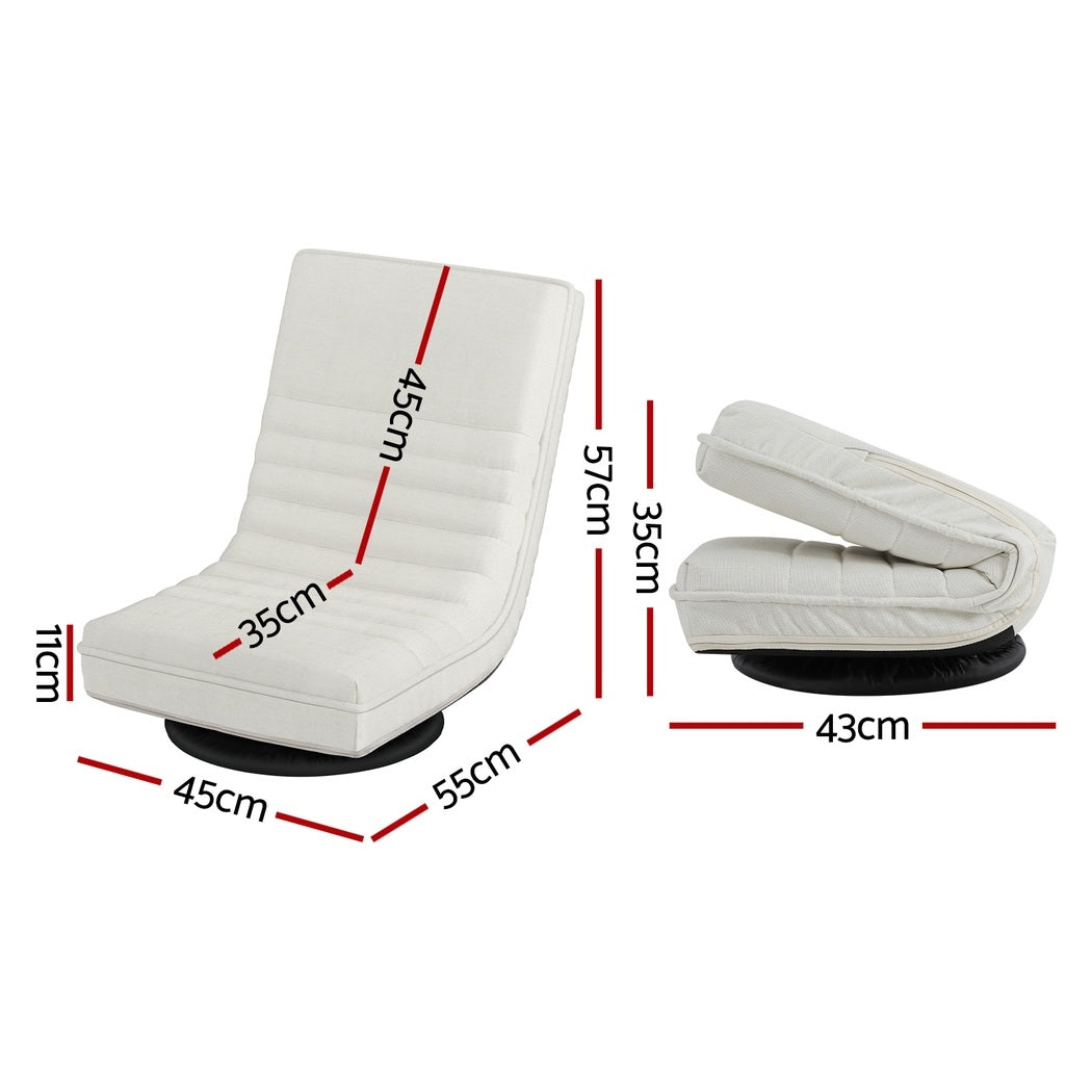 Artiss 4XFloor Chair Lounge Sofa Swivel Foldable Linen White