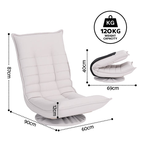 Artiss Swivel Floor Chair 5 Adjustable Foldable Lounge Seat Floor Sofa Chair Grey