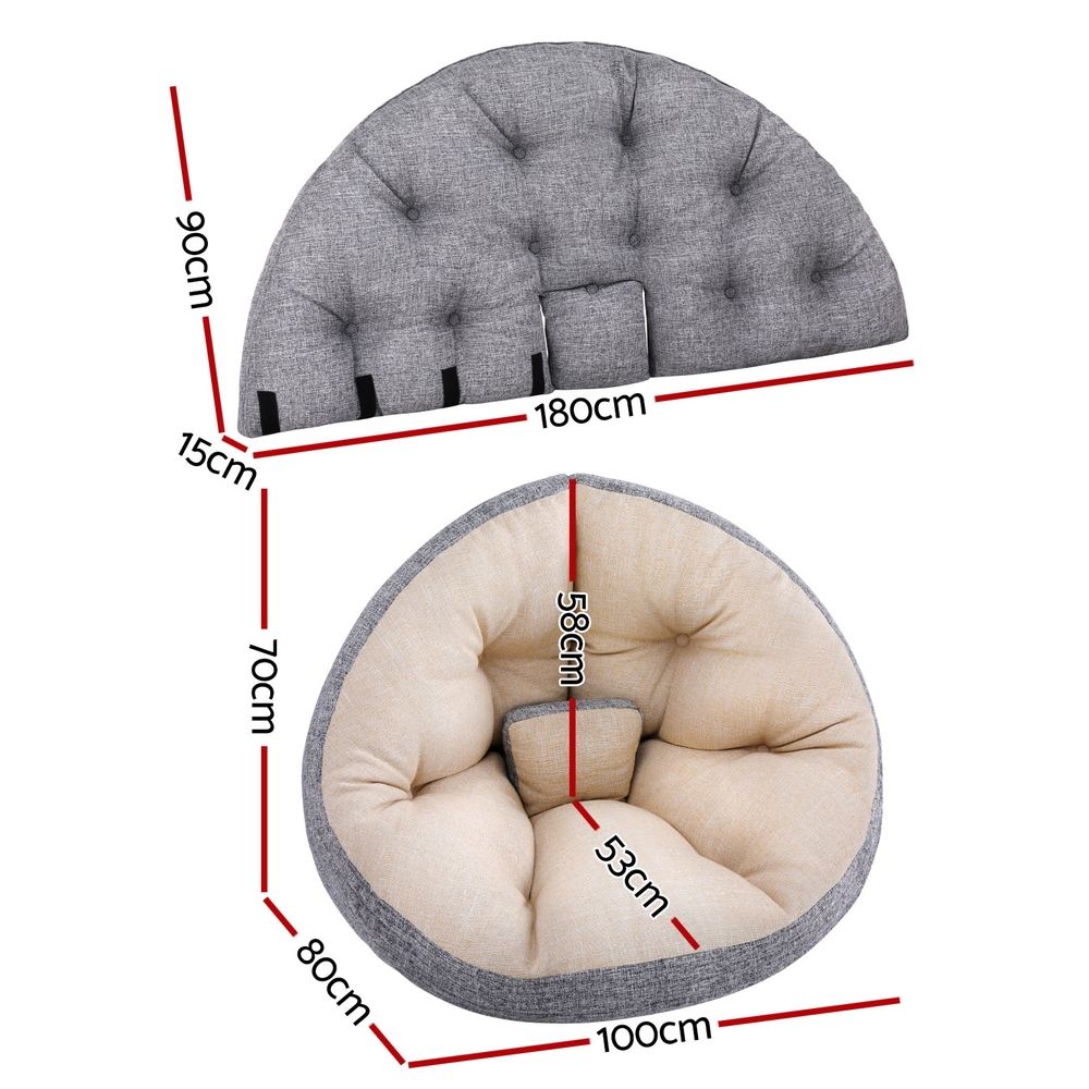 Artiss Floor Lounge Sofa Bed Chair Foldable Washable Beige