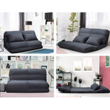 Adjustable Lounge Sofa Bed Suede Charcoal