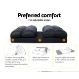 Adjustable Lounge Sofa Bed Suede Charcoal