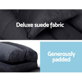 Adjustable Lounge Sofa Bed Suede Charcoal