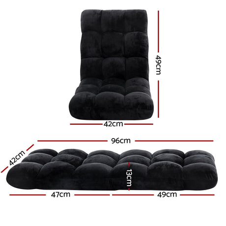 Artiss 4X Lounge Sofa Bed Flannel Fabric Black