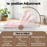 Artiss Floor Lounge Sofa Bed Flannel Fabric Pink