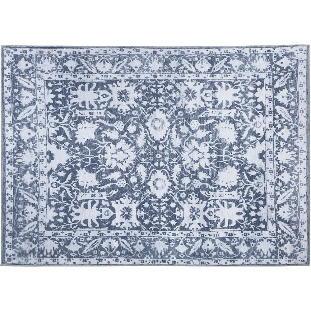 Short Pile Floor Rug 160x230 Vintage Carpet Soft Blue