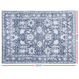 Short Pile Floor Rug 160x230 Vintage Carpet Soft Blue