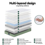 Giselle 25cm Memory Foam Mattress Dual Layer Zipper Cover Cool Charcoal Foam Mattresses Single