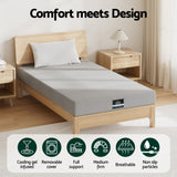 Giselle Bedding Cool Gel Memory Foam Mattress Charcoal 7-Zone Washable Bamboo Cover 15cm King Single