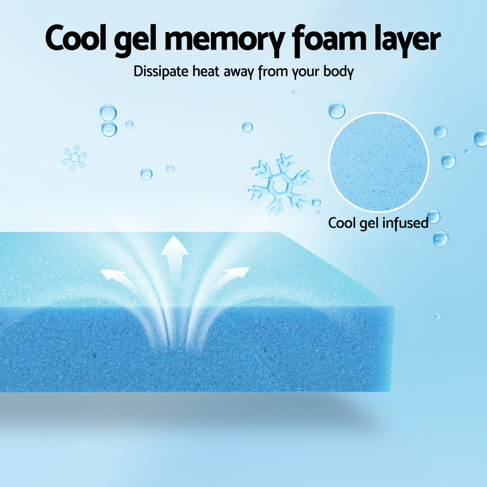 Giselle Bedding Cool Gel Memory Foam Mattress Charcoal 7-Zone Washable Bamboo Cover 15cm King Single