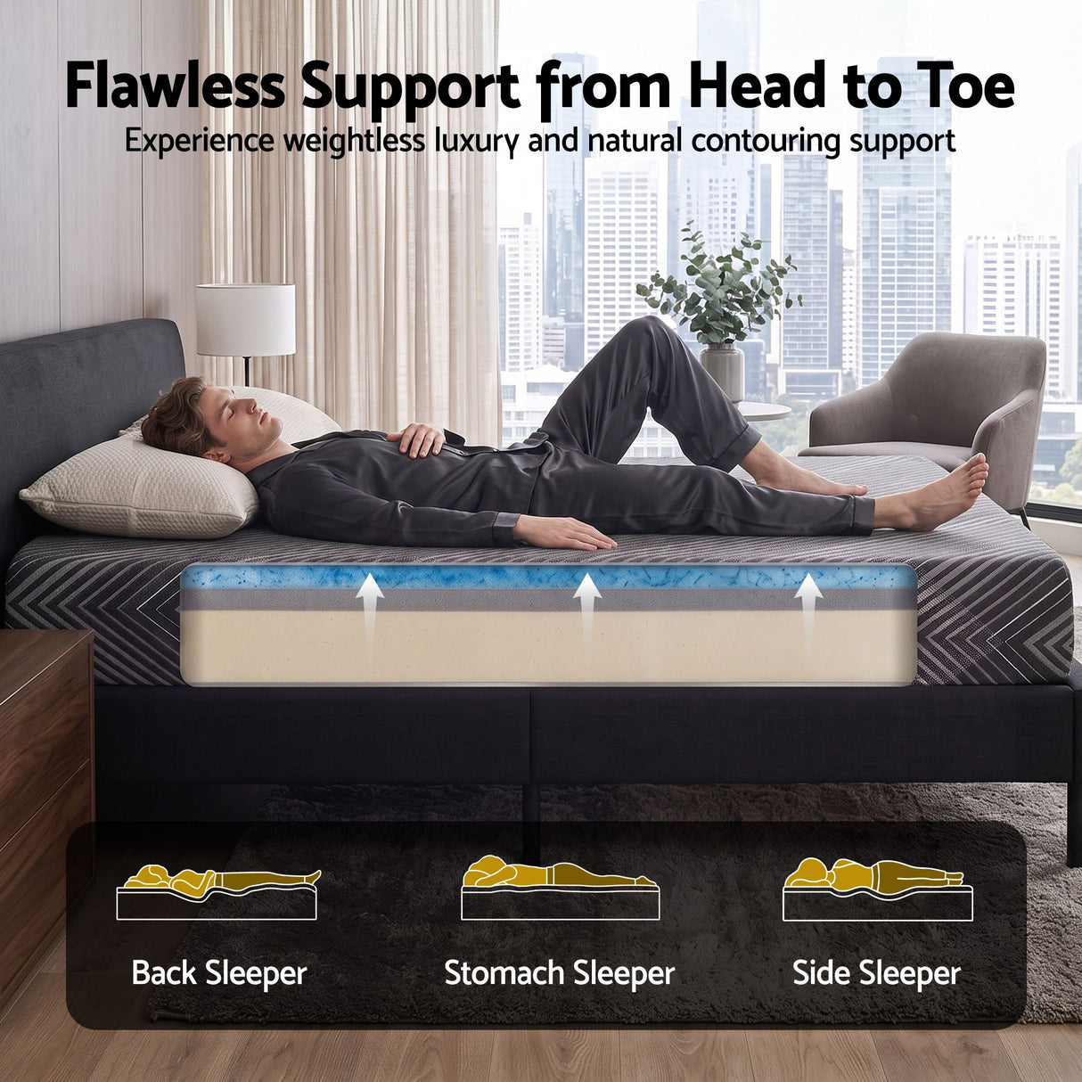 Giselle 25cm King Single Memory Foam Mattress Gel Infused Foam Removable Cover