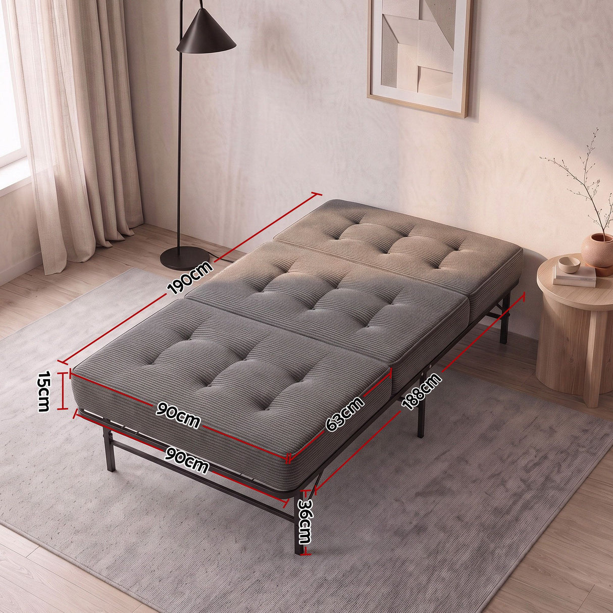 Giselle Single Folding Bed with Mattress Metal Frame Guest Bed 15cm Foam Foldable