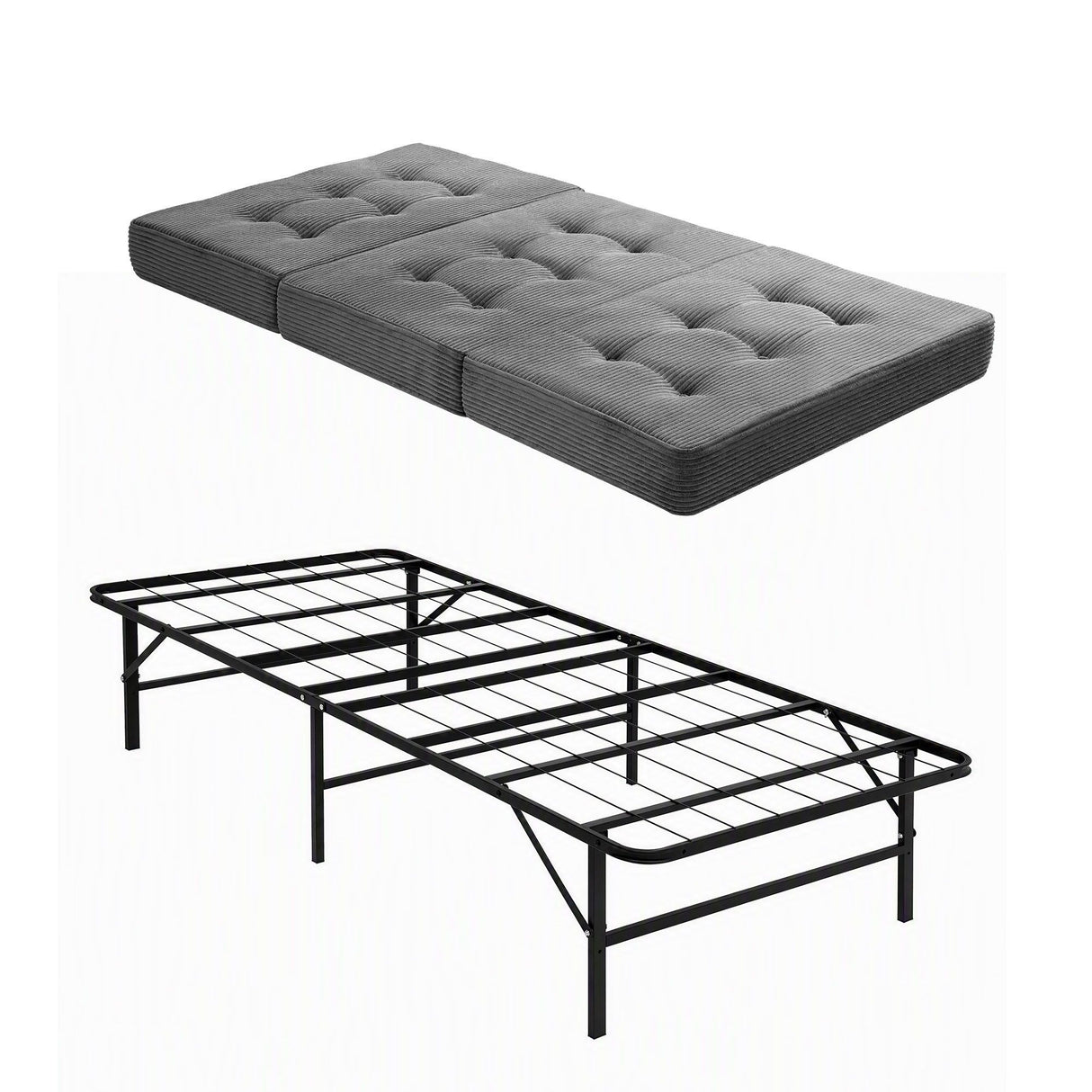 Giselle Single Folding Bed with Mattress Metal Frame Guest Bed 15cm Foam Foldable