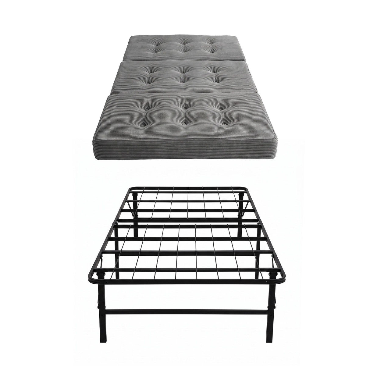 Giselle Single Folding Bed with Mattress Metal Frame Guest Bed 15cm Foam Foldable