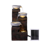Gardeon Solar Fountain 4 Levels Cascading Bowl Water Feature 75cm Brown