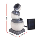 Gardeon Solar Fountain 3 Levels Cascading Bowl Water Feature 52cm Grey