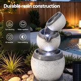 Gardeon Solar Fountain 3 Levels Cascading Bowl Water Feature 52cm Grey