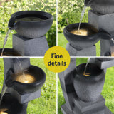 Gardeon Solar Fountain Water Feature Outdoor Fountain Indoor 4-Tier Bowl Cascading Grey