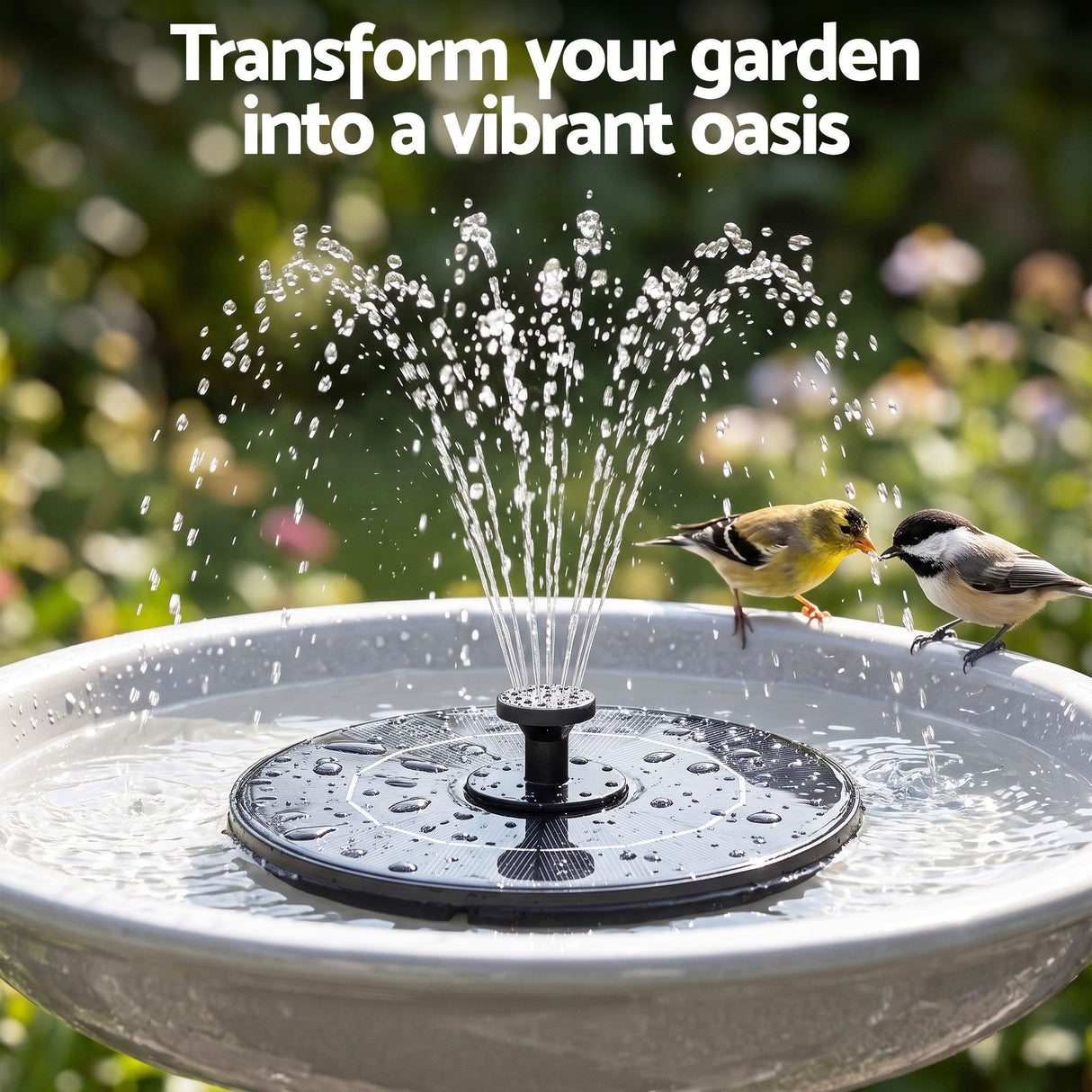 Gardeon Solar Fountain Pump Bird Bath Water Feature 17cm 165L/h Flow Black