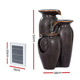 Gardeon Solar Fountain Water Fountain Feature Cascading Fountain LED Lights 76CM Grey