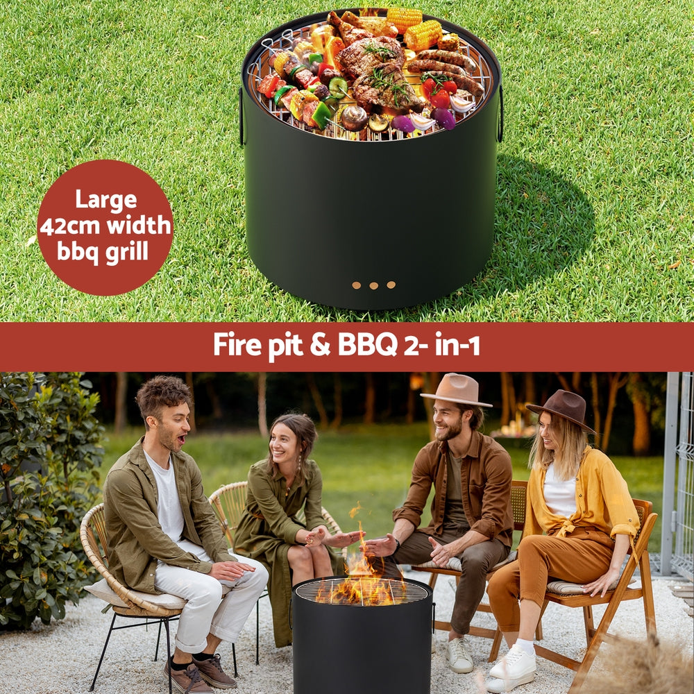 Grillz Fire Pit BBQ Portable Deep Bowl Outdoor Fireplace