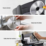 Devanti Meat Slicer Bread Vegetable, 200W Power 0-15mm Adjustable Easy Clean Stable Stainless Steel Blade Food Slicer for Kitchen Commercial, Black