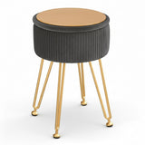 Artiss Ottoman Storage Foot Stool Vanity Velvet Round Grey
