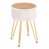 Artiss Ottoman Storage Foot Stool Vanity Velvet Round White