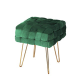 Cleo Ottoman Foot Stool Woven Velvet Green