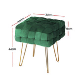 Cleo Ottoman Foot Stool Woven Velvet Green