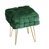 Cleo Ottoman Foot Stool Woven Velvet Green