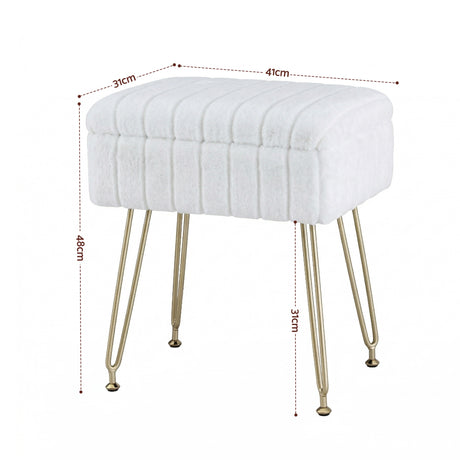 Artiss Storage Ottoman Vanity Foot Stool White