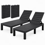 Gardeon 2X Foldable Sun Lounges Outdoor Recliner Patio Beach Chair Slatted Black