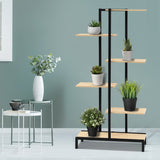 Plant Stand or Storage Shelf Black & Natural Wood